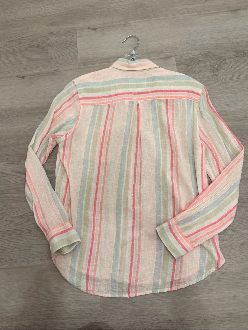 Rails Charli Matera Stripe Lurex Metallic Gauze Button Down Shirt Size Small - Picture 3 of 15
